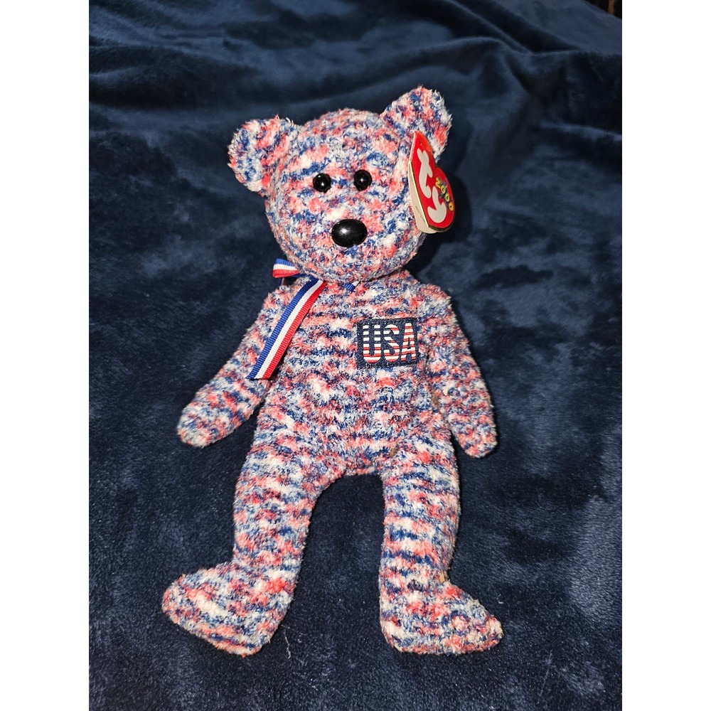 Ty Beanie Baby USA the Bear 2000 Red White Blue Patriotic Plush with Tags